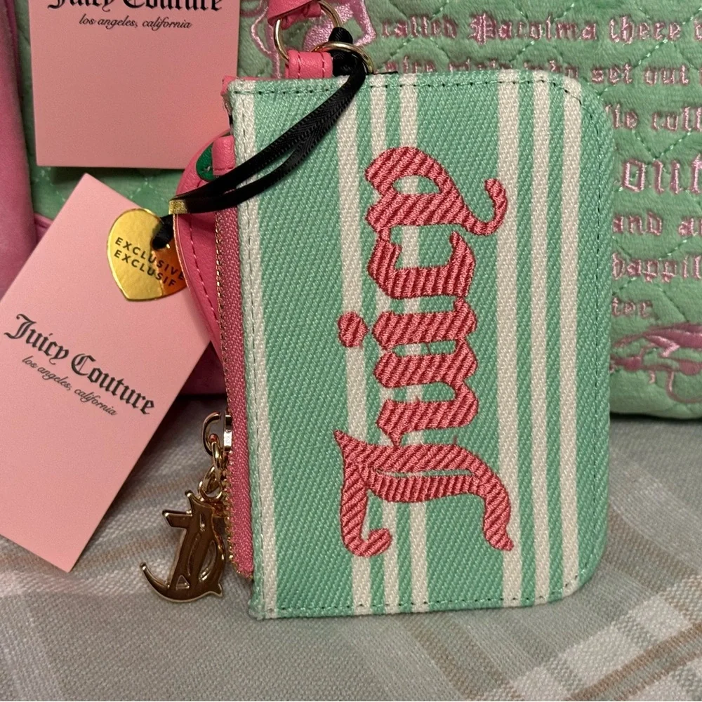 Juicy Couture Pink and Green Tote with Strawberry Charm - Picture 3 of 3